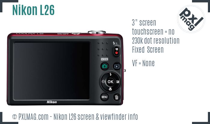 Nikon Coolpix L26 screen and viewfinder