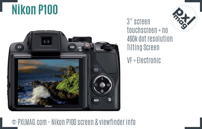 Nikon Coolpix P100 screen and viewfinder