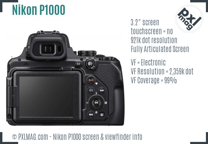 Nikon Coolpix P1000 screen and viewfinder