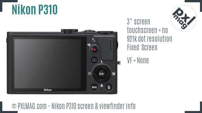 Nikon Coolpix P310 screen and viewfinder