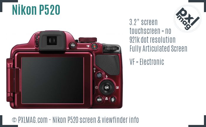 Nikon Coolpix P520 screen and viewfinder