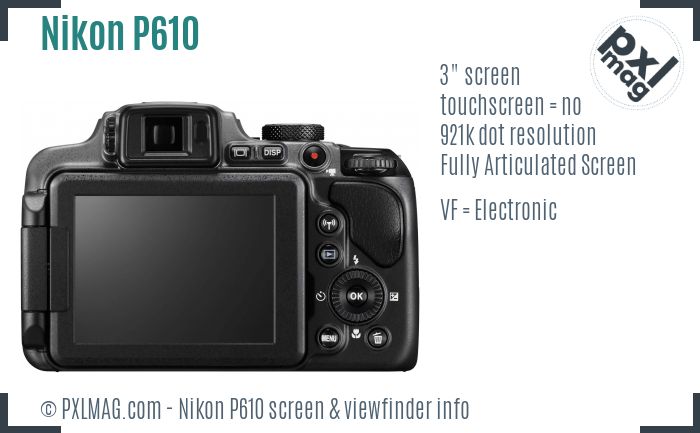 Nikon Coolpix P610 screen and viewfinder