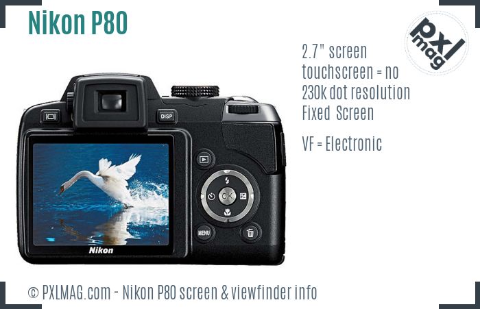 Nikon Coolpix P80 screen and viewfinder