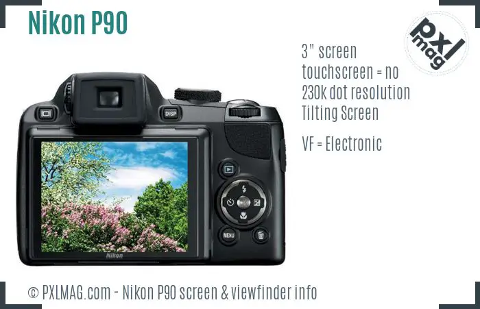 Nikon Coolpix P90 screen and viewfinder