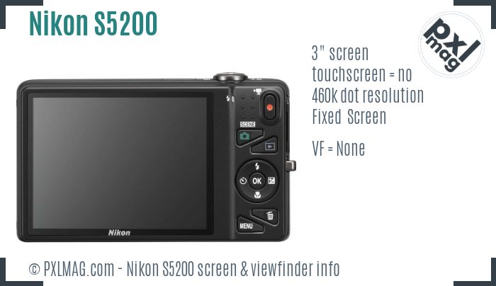 Nikon Coolpix S5200 screen and viewfinder