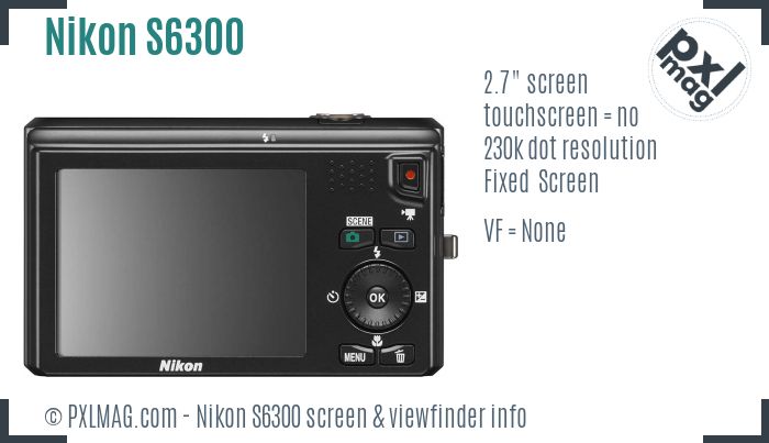 Nikon Coolpix S6300 screen and viewfinder