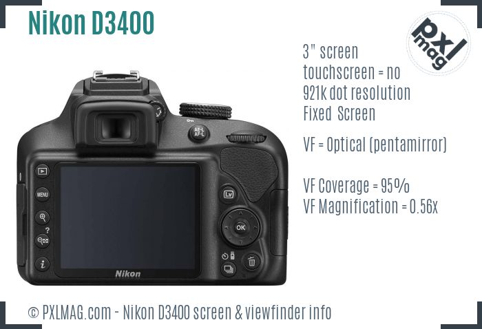 Nikon D3400 screen and viewfinder