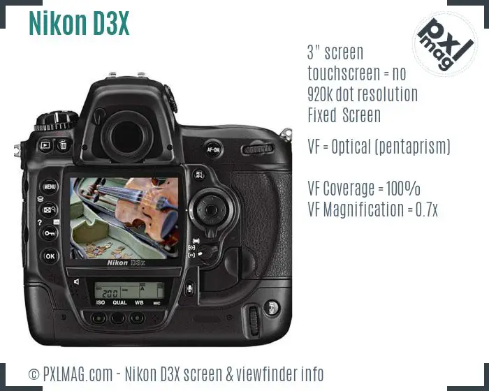 Nikon D3X screen and viewfinder