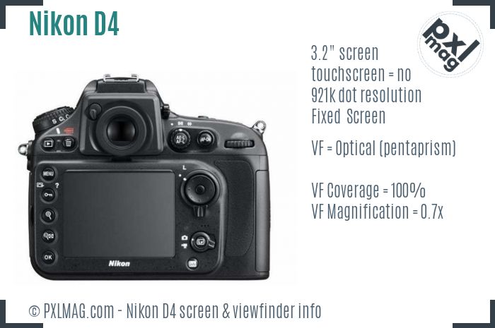 Nikon D4 screen and viewfinder