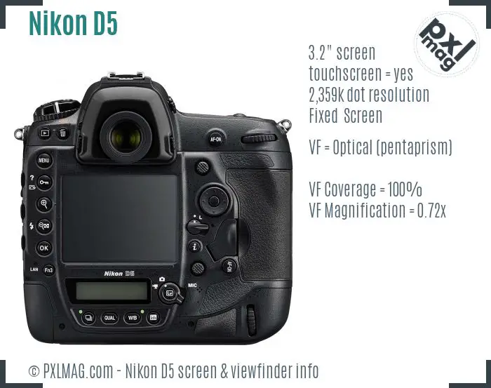 Nikon D5 screen and viewfinder