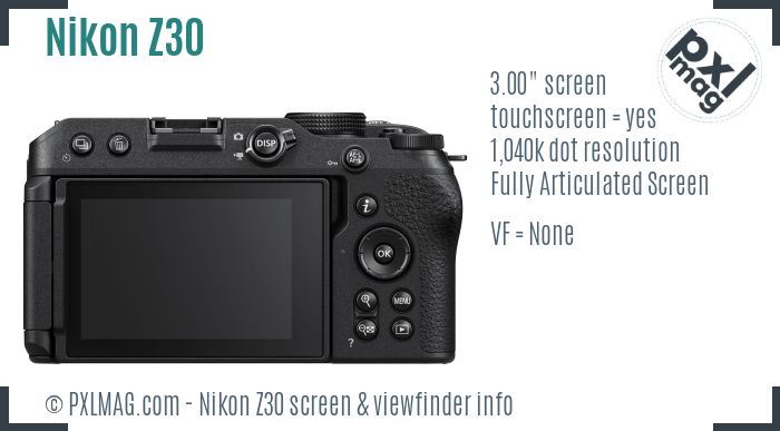 Nikon Z30 screen and viewfinder