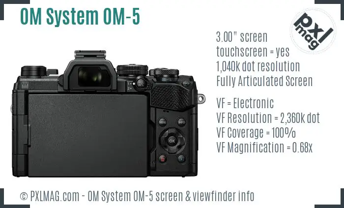 OM System OM-5 screen and viewfinder