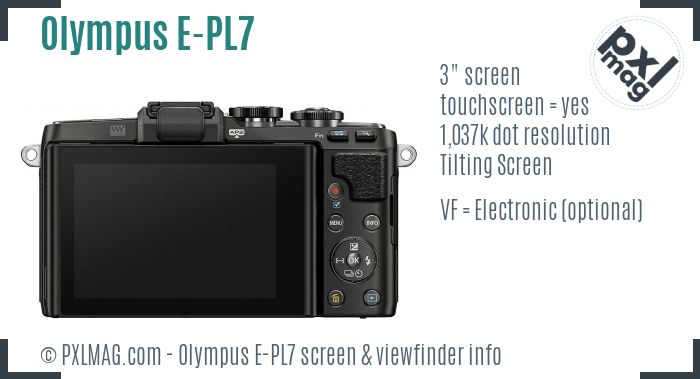 Olympus PEN E-PL7 screen and viewfinder