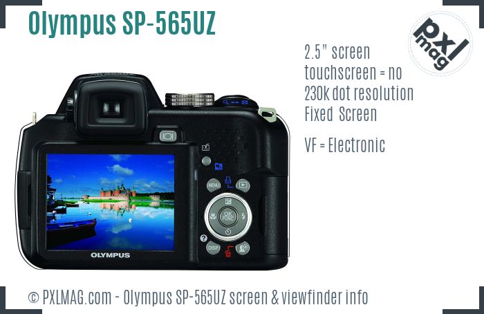 Olympus SP-565UZ screen and viewfinder