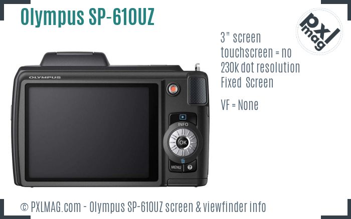 Olympus SP-610UZ screen and viewfinder