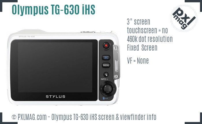 Olympus TG-630 iHS screen and viewfinder