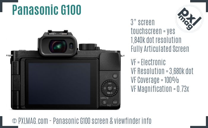 Panasonic Lumix DC-G100 screen and viewfinder