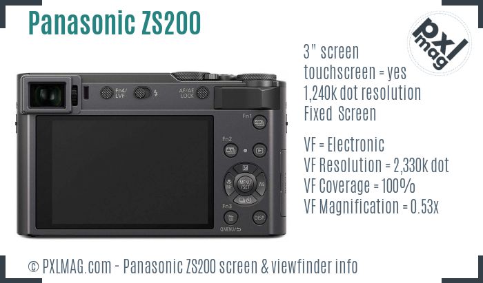 Panasonic Lumix DC-ZS200 screen and viewfinder