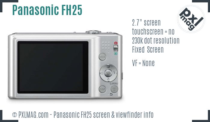 Panasonic Lumix DMC-FH25 screen and viewfinder