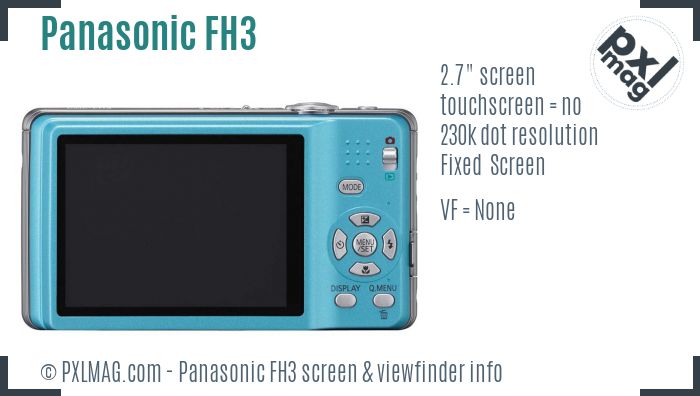Panasonic Lumix DMC-FH3 screen and viewfinder