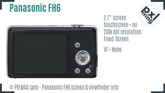 Panasonic Lumix DMC-FH6 screen and viewfinder