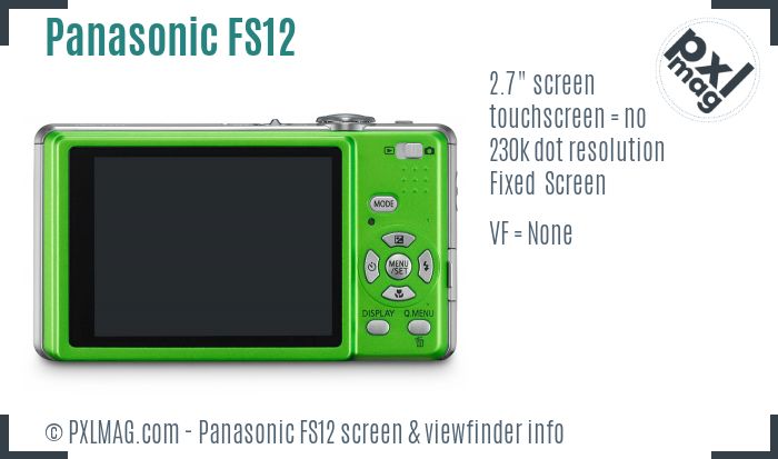 Panasonic Lumix DMC-FS12 screen and viewfinder