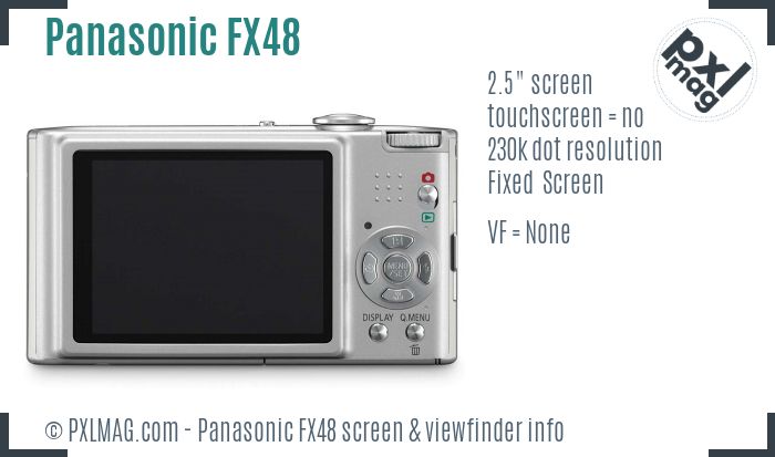Panasonic Lumix DMC-FX48 screen and viewfinder