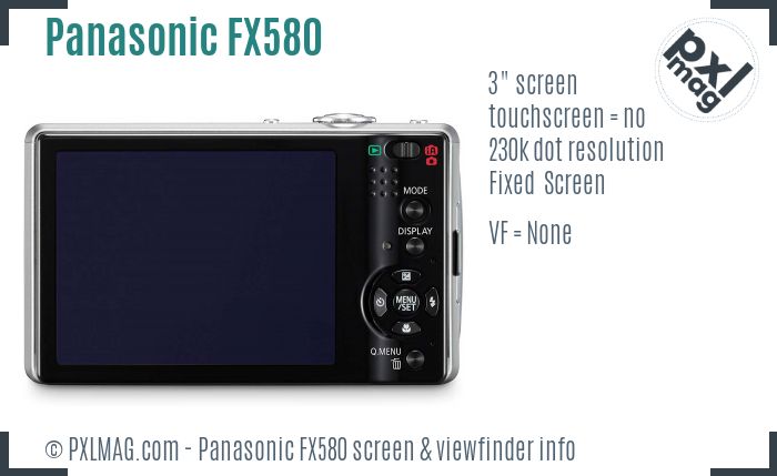 Panasonic Lumix DMC-FX580 screen and viewfinder