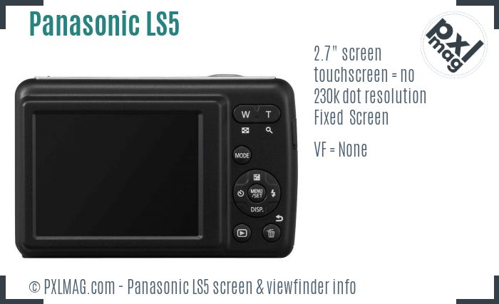Panasonic Lumix DMC-LS5 screen and viewfinder
