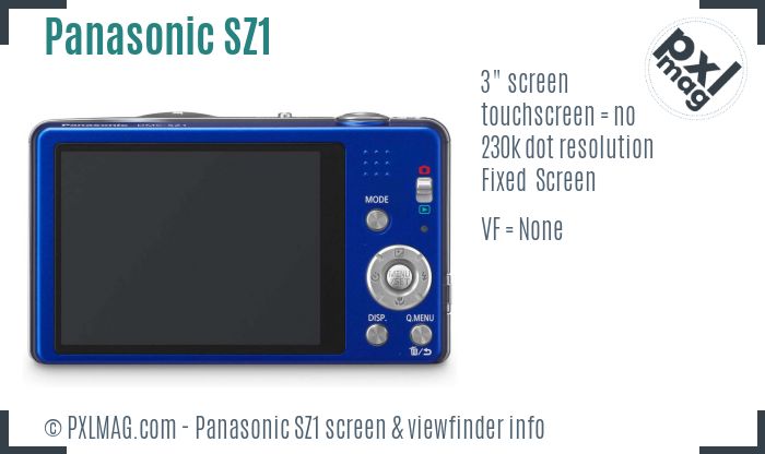 Panasonic Lumix DMC-SZ1 screen and viewfinder