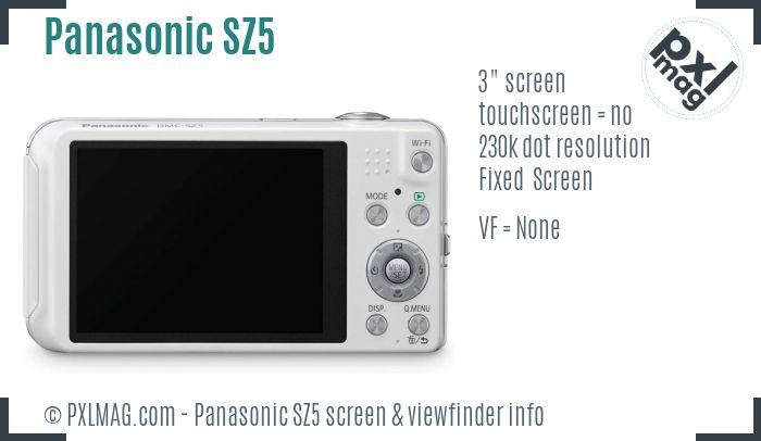 Panasonic Lumix DMC-SZ5 screen and viewfinder