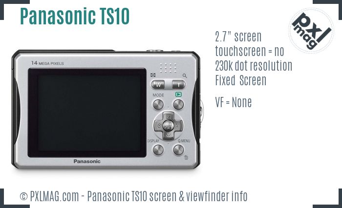 Panasonic Lumix DMC-TS10 screen and viewfinder
