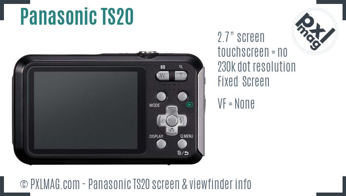 Panasonic Lumix DMC-TS20 screen and viewfinder
