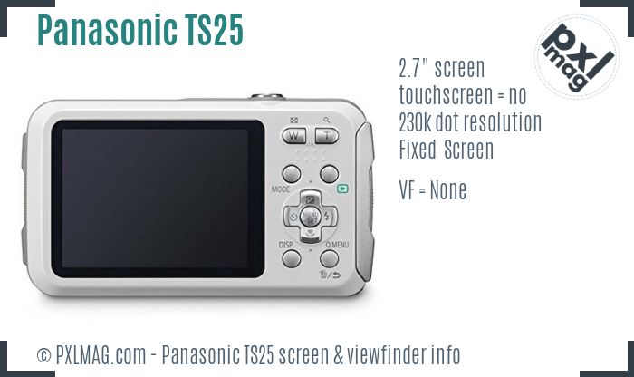 Panasonic Lumix DMC-TS25 screen and viewfinder