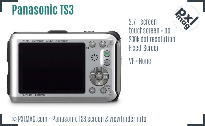 Panasonic Lumix DMC-TS3 screen and viewfinder