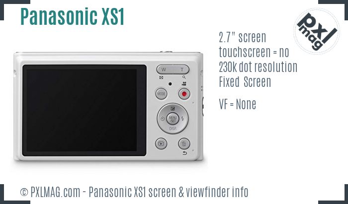 Panasonic Lumix DMC-XS1 screen and viewfinder