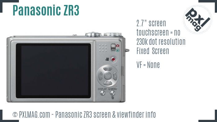 Panasonic Lumix DMC-ZR3 screen and viewfinder