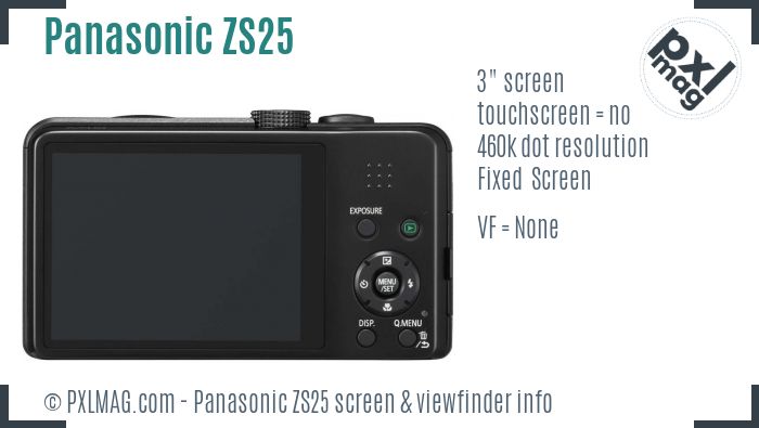 Panasonic Lumix DMC-ZS25 screen and viewfinder