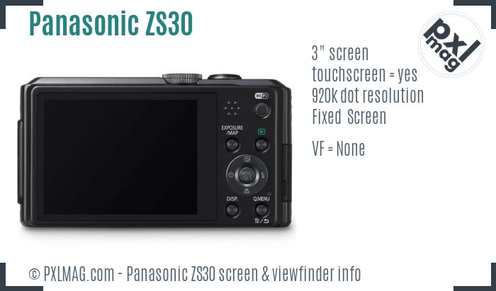 Panasonic Lumix DMC-ZS30 screen and viewfinder