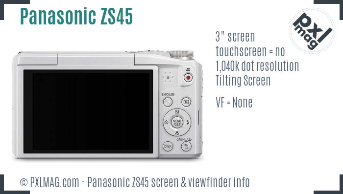 Panasonic Lumix DMC-ZS45 screen and viewfinder