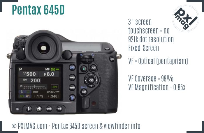 Pentax 645D screen and viewfinder