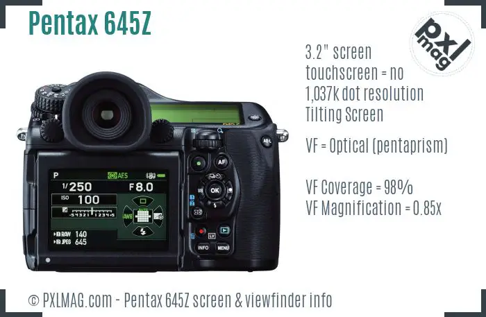 Pentax 645Z screen and viewfinder