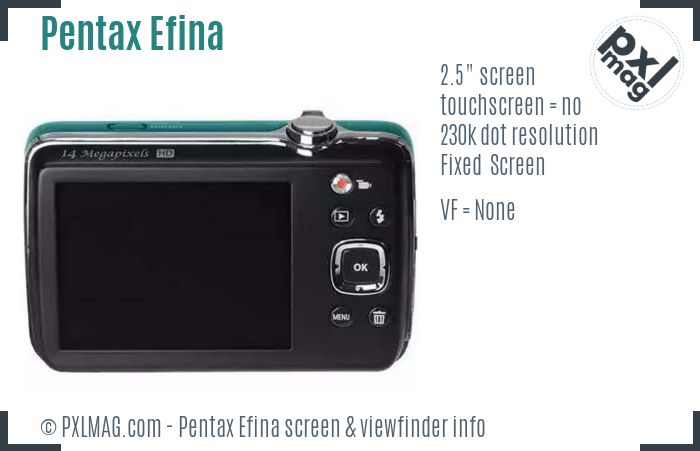 Pentax Efina screen and viewfinder