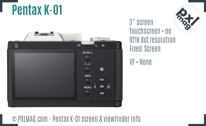 Pentax K-01 screen and viewfinder