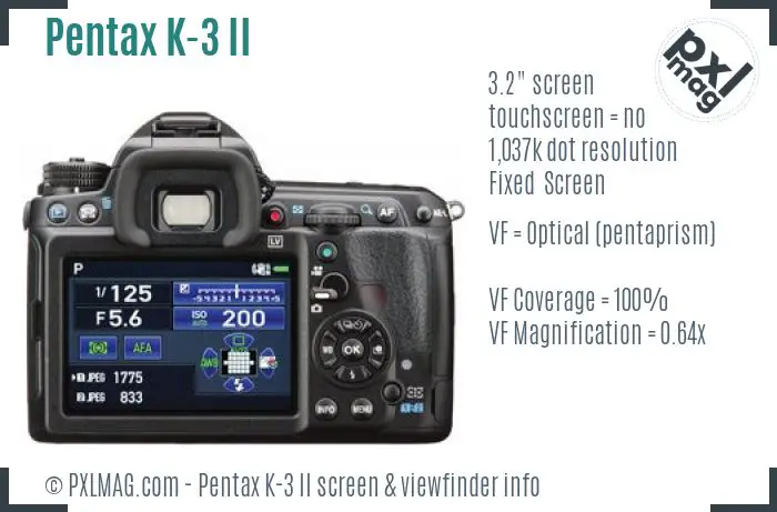 Pentax K-3 II screen and viewfinder