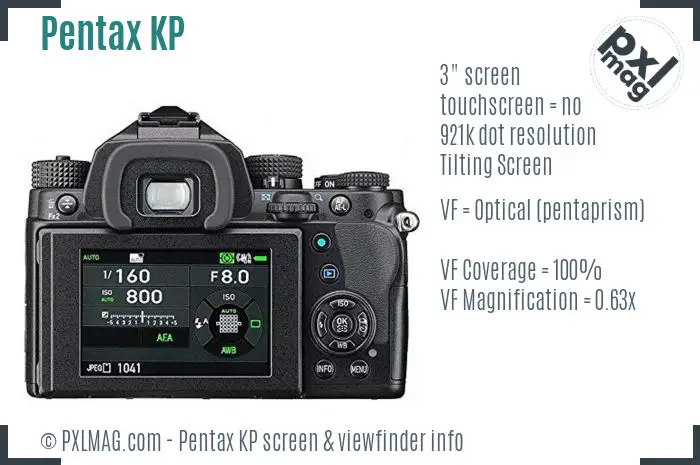 Pentax KP screen and viewfinder