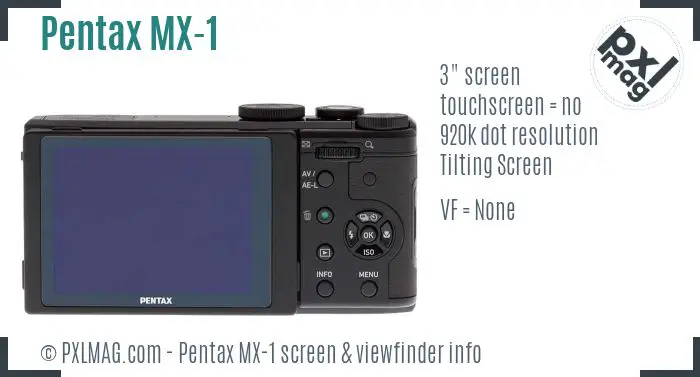Pentax MX-1 screen and viewfinder