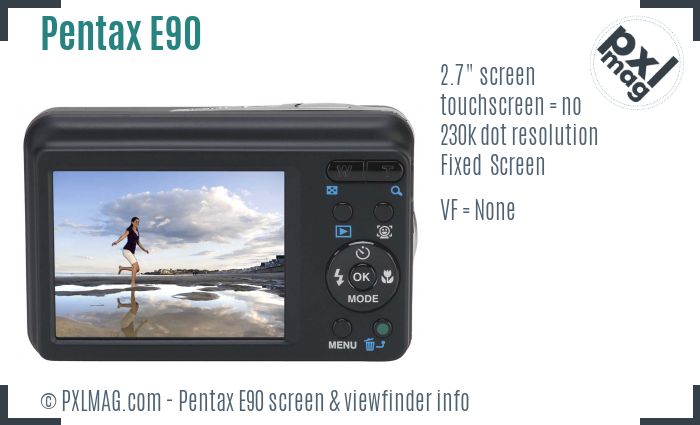 Pentax Optio E90 screen and viewfinder
