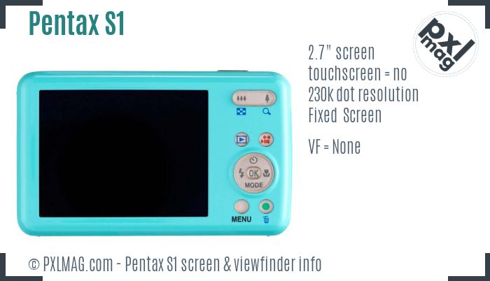 Pentax Optio S1 screen and viewfinder