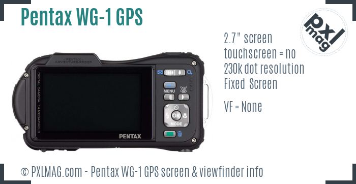 Pentax Optio WG-1 GPS screen and viewfinder